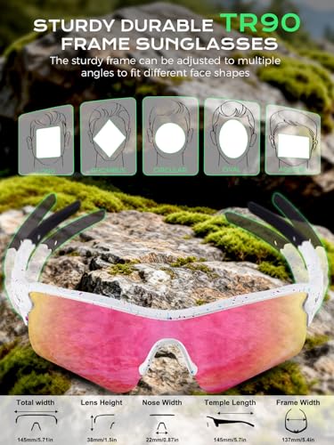 Image of BangLong TAC Polarized Sports Sunglasses UV400 for Men Women | TR90 Lightweight Frame, Adjustable Non-slip Nose Pads, RX Insert Included, Wrap-Around Design for Running Cycling Baseball