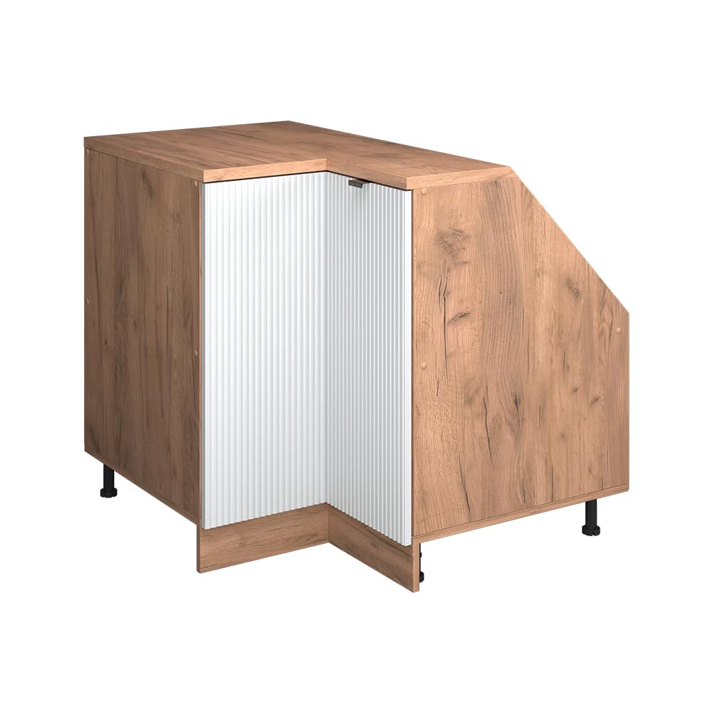 Vicco Mobile cucina angolare per sottotetto R-​Line, Ondulazione bianca, 75.6 cm con 1 porta, carcassa dell'armadio profondità 60 cm
