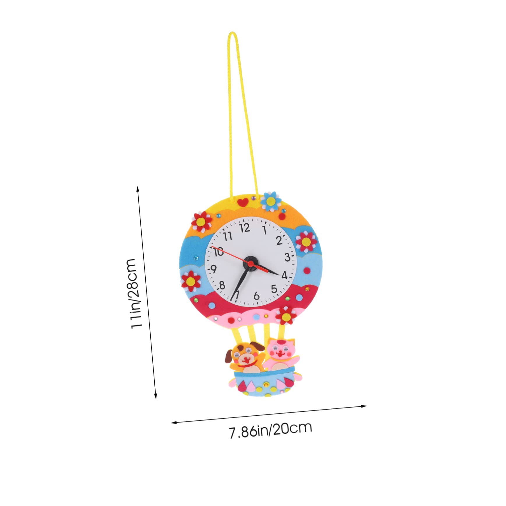 Toyvian 1set Boy Girl Clock Kit Cartoon Elements Craft for Boy Girl Engaging Clock Making Activity Non-Woven Materials for Cognitive Skills Development and Ideas Fun Recognition Learning