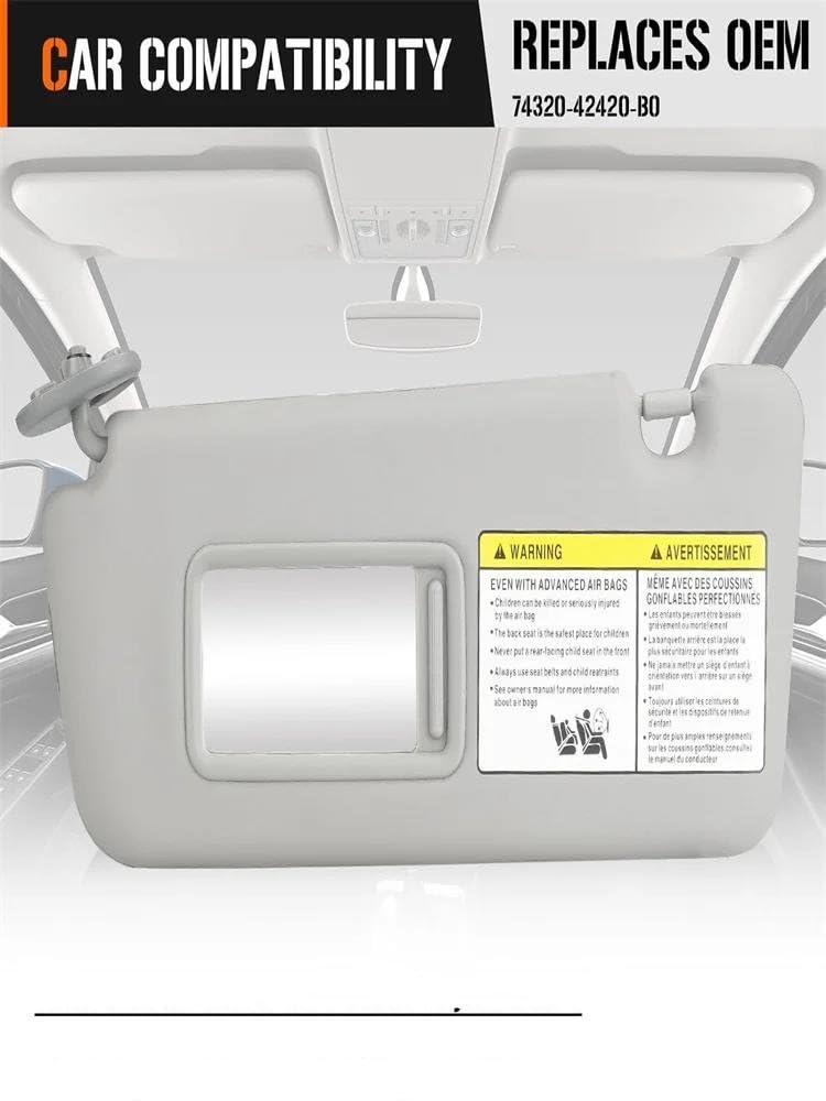 sombrilla de Coche Parasol Coche para Toyota para RAV4 2004 2005 Parasol Lado Izquierdo del Conductor 74320-42420-B0 7432042420B0 Parasoles para Coche (Color : Grey Left)