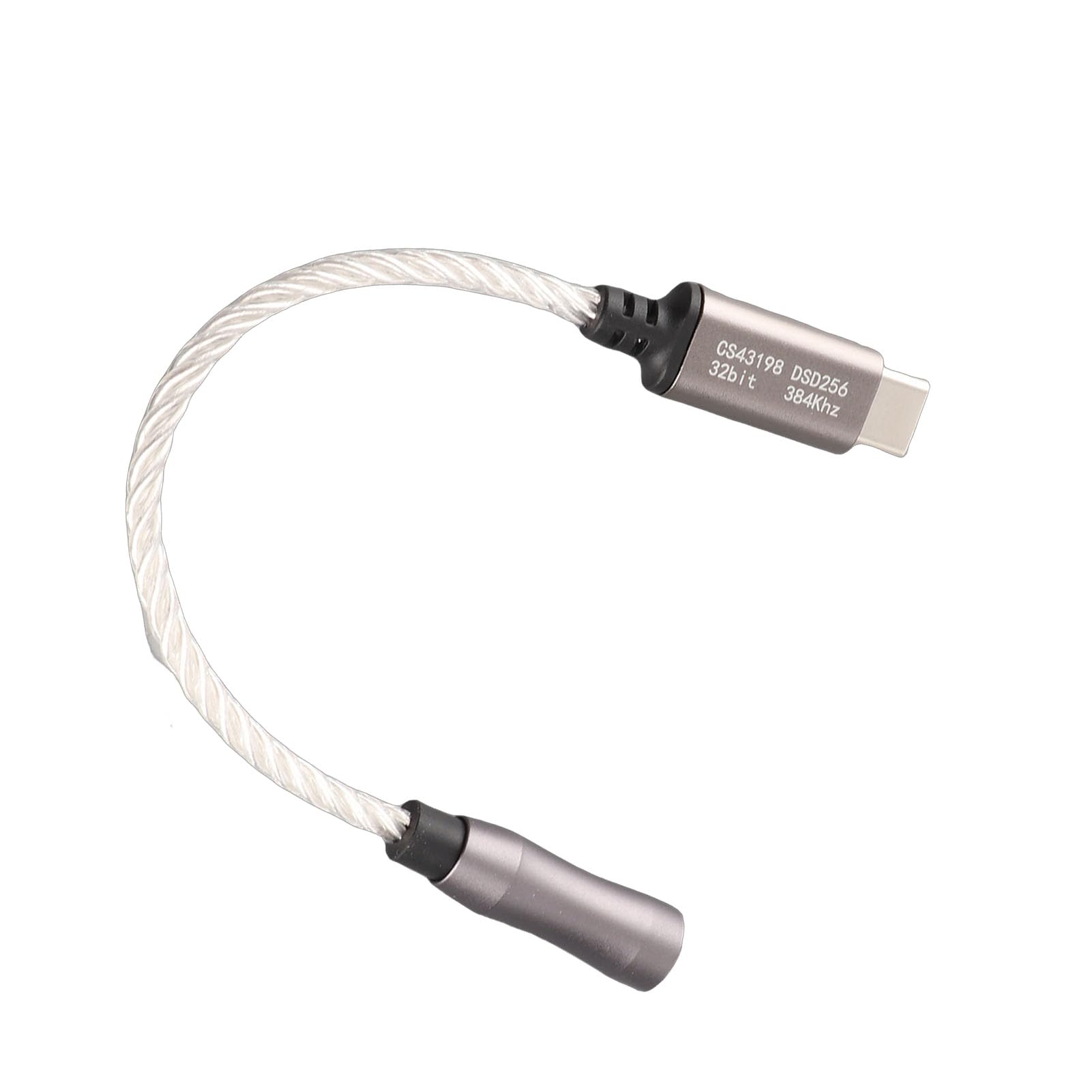 AMONIDA Adattatore Amplificatore per Cuffie da Tipo C a 3,5 Mm Qualità Premium per gli Amanti della Musica Costruzione Placcata Argento da 15 Cm (SILVER)