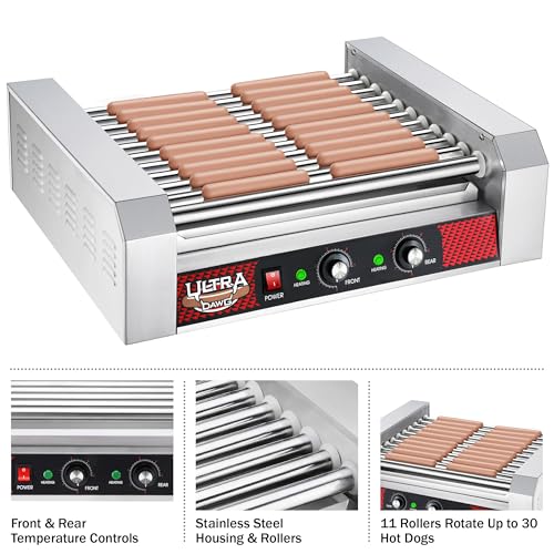 Image of Great Northern Popcorn 11 Roller Hot Dog Machine | Countertop Hot Dog Roller with Dual Temperature Zones - Makes Up to 30 Hotdogs, Brats, or Sausages