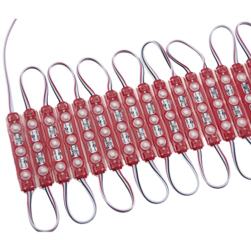 Image of Super Bright 200pcs 3 LED Module Red 2835 SMD Waterproof Decorative Light for Letter Sign Advertising Signs with Tape Adhesive Backside (Red)
