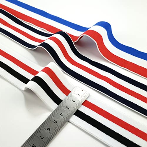 Cloaacsois 5M 40mm Streifen Gestreift Gummiband Elastisches Band Elastische Schnur Gummibänder für Nähen und Haushalt DIY Handwerk (rot-weiß-blau gestreift)