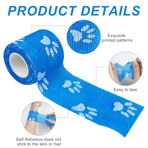 Lixiluxia 12 Rollen Selbstklebender Verband, Gipsbinden Selbstklebend, Elastische Binde, Selbsthaftende Bandage Hund Vet, Fixierbinde, Haftbandage, Pferd Bein Klebeverband, 5cm*4,5m per Rollen