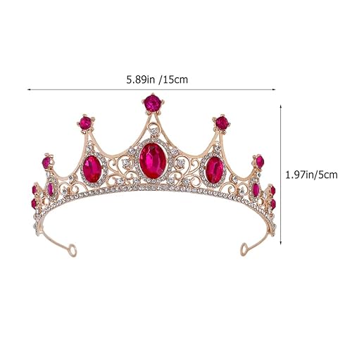 Miniatura 9 de Beaupretty Tiaras y corona para mujer con diamantes de imitación para boda, diadema de novia, disfraz de Halloween, color rojo