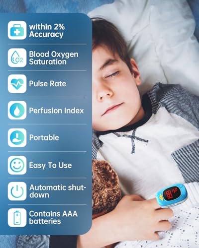 Pulse Oximeter for Kids Oxygen Monitor Children Pulse Oximeter for Baby Oxygen Monitor Kids Pulse Oximeter Fingertip, Large Display, Included with AAA Battery - Image 3