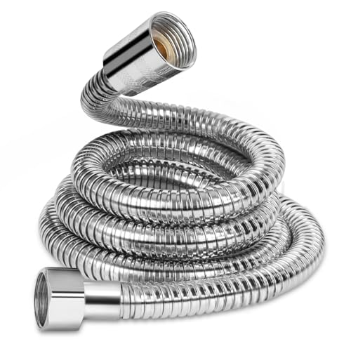 RUIXUE® Duschschlauch 1,5m, Edelstahl Flexibler Brauseschlauch Verdreh-und Knickschutz,universelles G ½” Anschlussmaß. (Silber-304, 1.50m)