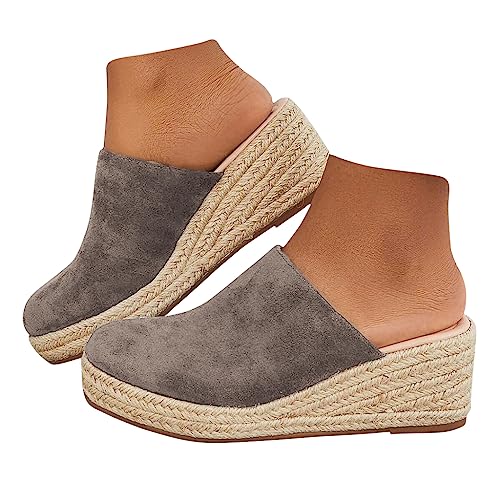 Espadrilles Mule Wedges Platform Slip on Backless Sandals