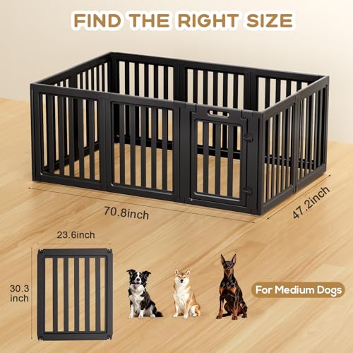 Image of Dog Playpen Indoor,Puppy Playpen,Black 30.3 inch H,10 Panels | Dog Play Pen Indoors with Open View, Tool-Free Setup, Multi-Shape Setup, Dog Pen for Dogs, Cats & Puppies
