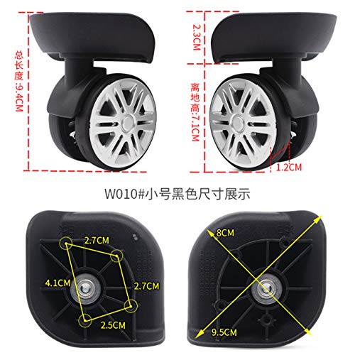 Replacement Luggage Wheel Repair Suitcase Bag Parts Spinner Wheels Casters for Travel Customs Box W010S-YF, black2