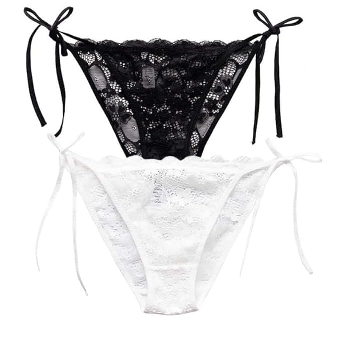 Pack of 1 Women's Floral Design Side Lace & Nylon Floral G-String Thong Panty Bikini Underwear, Sexy Hot Brief for Honeymoon Free Size (Perfect for 28 to 34)-image-33