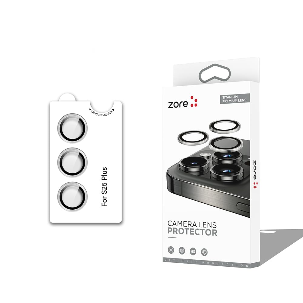 Zore Galaxy ile uyumlu S25 Plus CL-12 Premium Safir Parmak İzi Bırakmayan Anti-Reflective Kamera Lens Koruyucu Gümüş