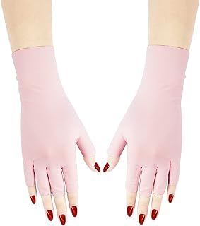 Arqumi 1 Pair Anti UV Gloves, Anti UV Shield Gloves for Gel Manicure, Nail Art Fingerless Glove, Light Protection Gloves f...