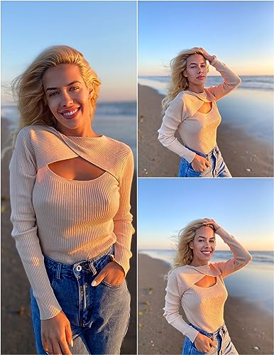 Image of Zeagoo Sweaters for Women 2026 Knit Trendy Long Sleeve Lightweight Slim Fit Pullover Cutout Tops S-XXL