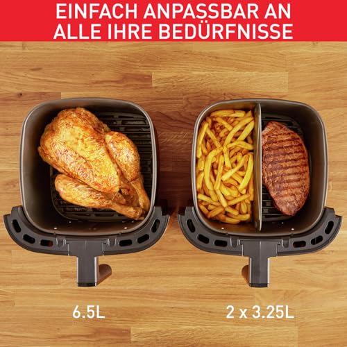 Foto von Tefal Easy Fry & Grill XXL Heißluftfritteuse 6,5 L – Airfryer mit Flexcook-Trennwand (XXL oder geteilt), 8 Programme, 80–220 °C, Druckguss-Grillplatte, fettarm frittieren, spülmaschinenfest EY8018