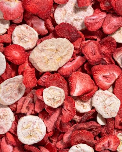 BIO Frucht Snack für Kinder: 6x15g Bananen und Erdbeeren Gefriergetrocknet – Gefriergetrocknete Früchte – Getrocknete Früchte – Kleine Racker NutriPur