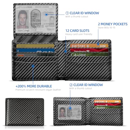 Zitahli Wallet for Men 12 Card Holder Slim Rfid Leather 2 ID Window Wallets With Gift Box Men's Accessories2