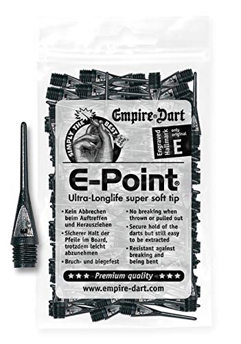 Empire Dart Hroty Softdart- E-Point - 1/4' - dlouhé - černé - 100 kusů