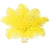 10pcs Natural Yellow Ostrich Feathers 10-12inch 25-30cm for Wedding Party Centerpieces, Easter Home Decorations