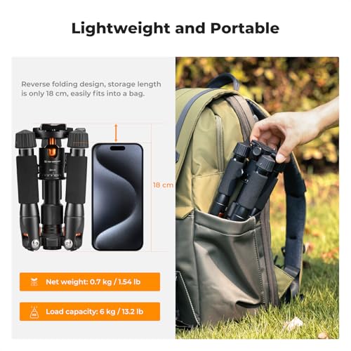 Image of K&F Concept Mini Desktop Tripod, 20.5'' / 52cm Compact Desk Tripod with 360 Degree Ball Head, 1 /4 inch Quick Release Plate for Camera Video Camcorder, Load up to 13.22 lbs /6 KG