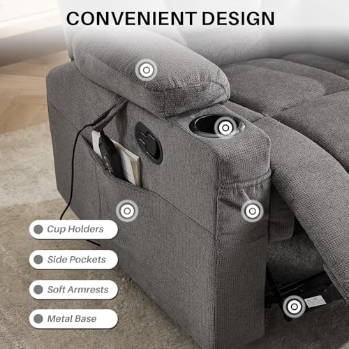 Sillón reclinable chenille gris miniatura 5