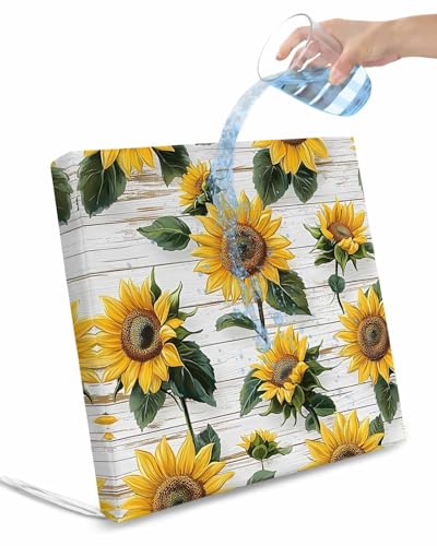 Hokiten Summer Sunflowers Outdoor Cushion Chair Cover Set of 4 - Waterproof Couch Seat Covers, Watercolor Botanical Floral Wooden Patio Furniture Protector Cushions Slipcovers for Sofa/RV, 20