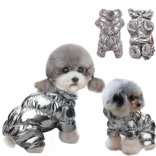 Winter Puppy Dog Coat Waterproof Dog Vest for Small Dog Pet Clothes Windproof Dog Snowsuit Cat Clothes Cold Weather Pet Apparel for Small Medium Dogs (Silver XXL)