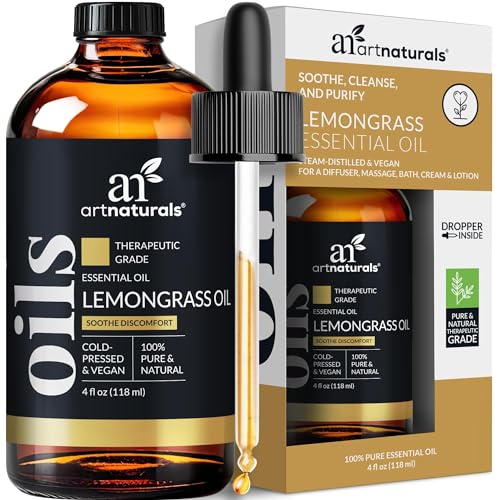 Artnaturals Lemongrass Essential Oil (4.0 Fl Oz / 118ml)- 100% Pure Therapeutic Grade – Premium Undiluted Lemon Grass Oil – for Diffuser – Aromatherapy