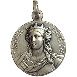 Medallas De La Santa Muerte De Plata Medalla de Santa Bárbara - Plata Maciza 925 - Patrona del Cuerpo de Bomberos