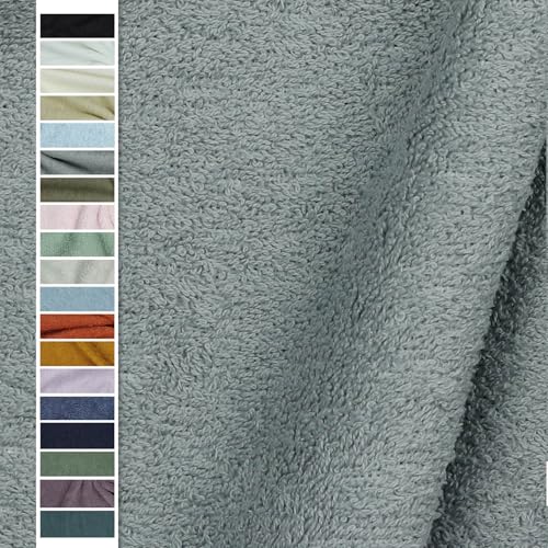 VmG-Store Tela de felpa para coser, por metros, 15 colores, para albornoz, tela de felpa de 145 cm de ancho (037 I Gris)