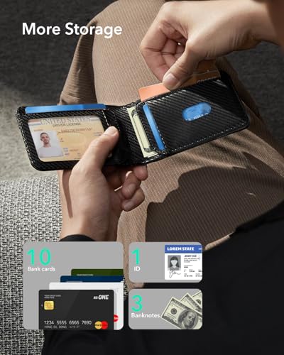 esr geo wallet with find my functionality rfid blocking holds up to 11 cards slim and smart wallet for men replacement for airtag wallet trackerios only not for magsafe carbon fiber