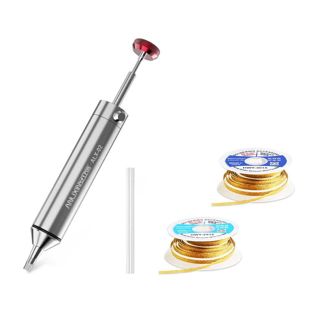 Pompa Dissaldante Con Stoppino In Lega Di Alluminio - Kit Per Rimozione Saldatura Su PCB E Componenti Elettronici