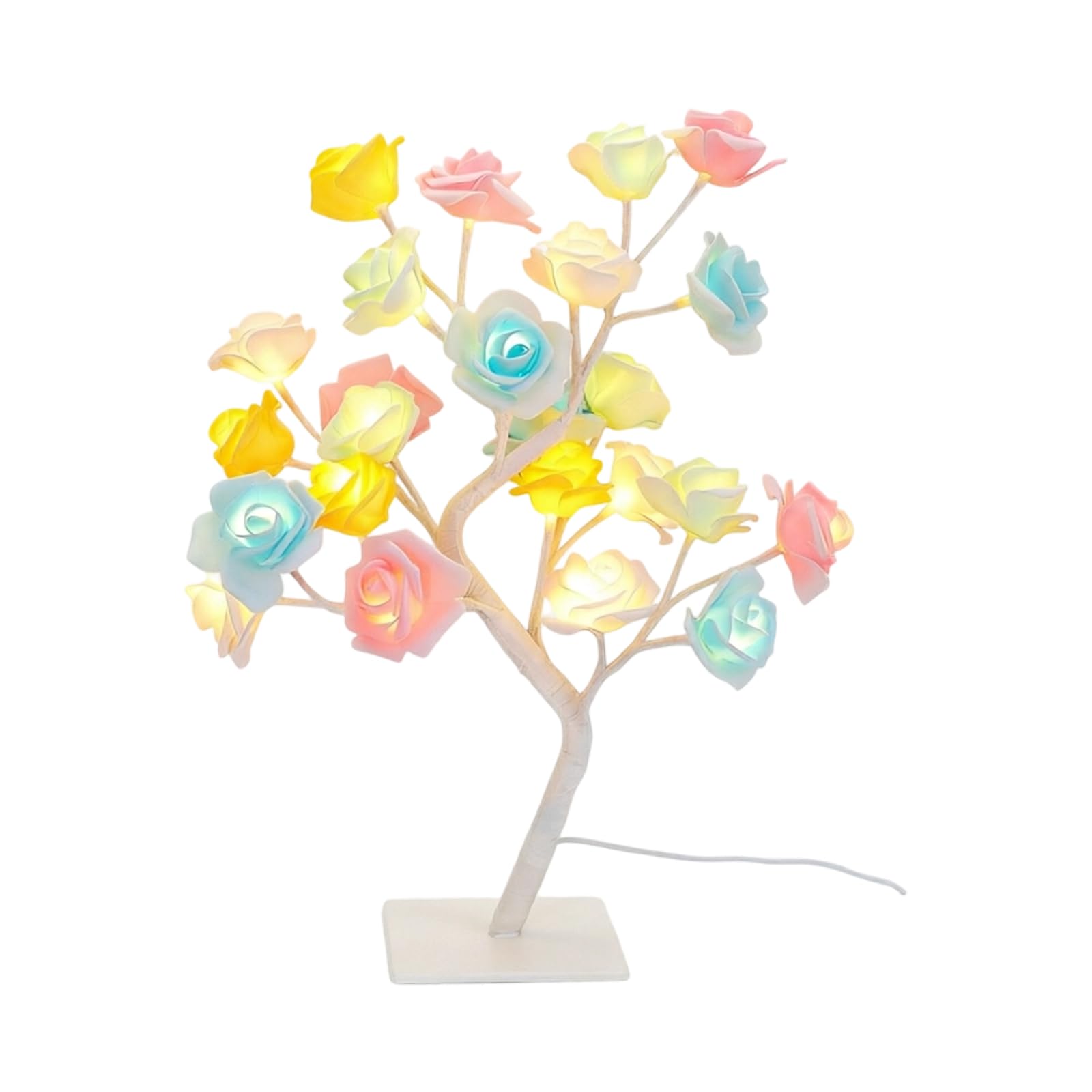 Jazuaiao Artificial Flower Tree Light LED Rose Night Lamp with Detachable Base for Nightstand Shelf Decor Tabletop Display Flower Tree Lamp Nightstand Floral Light Soft Glow Room Accent