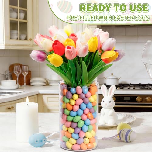 Image of ALFEVA Easter Decorations-Vase in Vase and Approx 100pcs Easter Eggs Filler, Vaseset Ready to Display,Spring Decorations for Home Table (No Flowers)