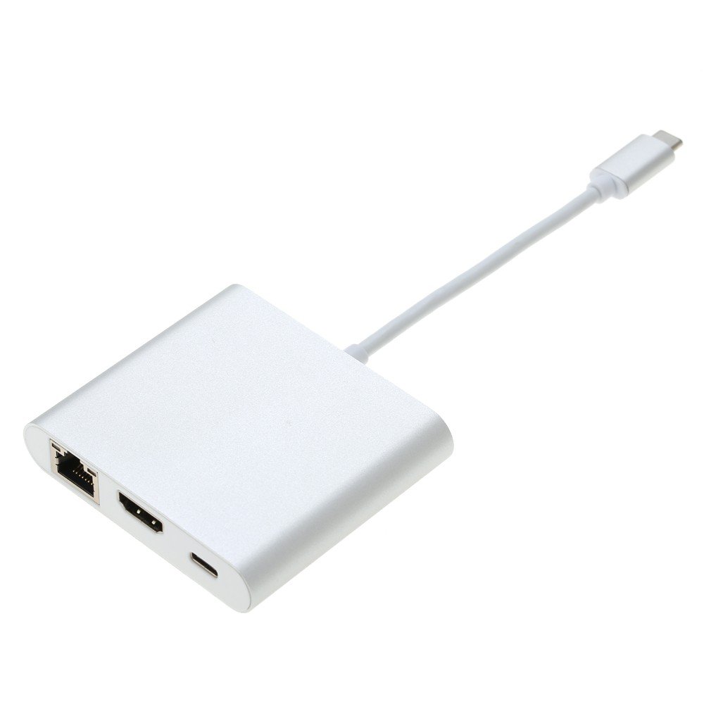 Aluminium 5 GB/s USB 3.1 type C vers USB 3.0 Type C HDMI hub avec RJ45 Gigabit Ethernet adaptateur convertisseur vidéo HD pour MacBook 30,5 cm USB-C périphériques