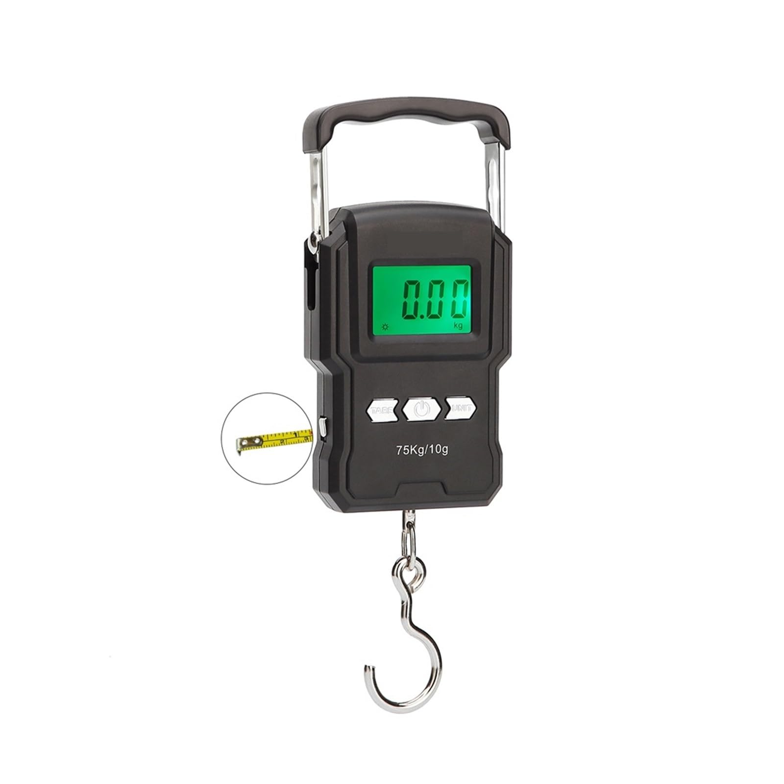 50 kg/5 g/10 g 75 kg/10 elektroniczna waga, wyświetlacz cyfrowy LCD, hak wiszący, z taśmą mierniczą do wędkowania i podróży dla rynku, budownictwa(50Kg 5g 10g)