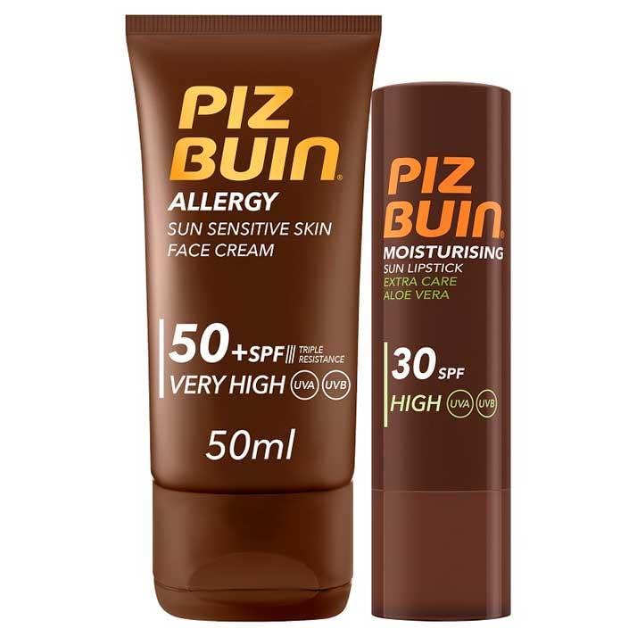Prodotto di alta qualità Piz Buin Allergy Rostro Spf 50 + Stick Labial Regalo - 50 ml