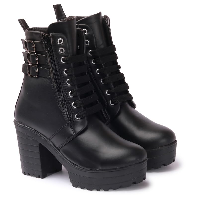STRASSE PARIS Womens & Girls Black Latest Collection Side Buckle Heeled Classic Boots (B0BRGDK53T) Amazon Price History, Amazon Price Tracker
