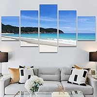 SIGNWIN 5 Panel Canvas Wall Art Aerial Beach Beach Coastal Cool Minimalism Multicolor Photography Relax/Calm for Home Decorations Ready to Hang - 60