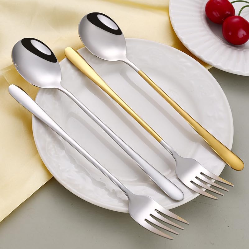 Silverware Flatware Set, 1/4/6/8/10/12 Pcs 316 Stainless Steel Forks For Home Use(Rose Gold,8Pcs)