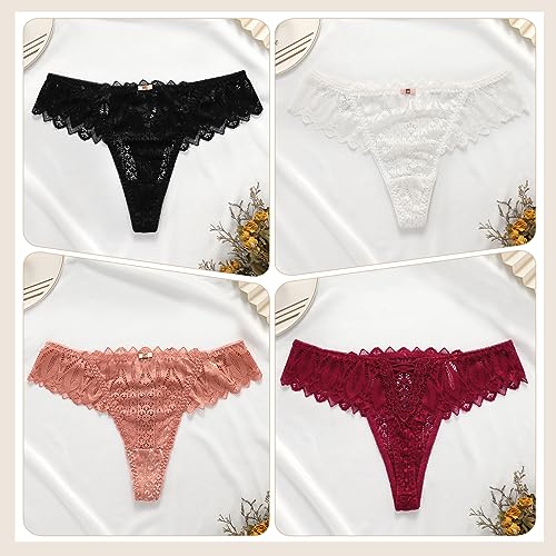 Lishang-5er-Tangas-Mujer-Pack-Sexy-Bragas-Encaje-Mujer-Ropa-Elastica-Braguitas-Culotte-Transparente-Cintura-Baja-Ropa-Interior-Femenina