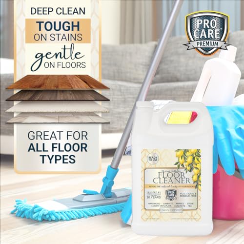 Image of ProCare Floor Cleaner Ready to Use Lemon Poppyseed - Household Supplies for Mopping - Vinyl, Wood, Tile, Stone, Laminate, Bathroom Cleaner, Grout Cleaner - 1 Gallon