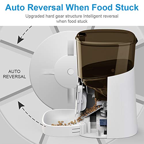 Kastty Automatic Pet Feeder, 6L Dog Food Dispenser for Small Pets, 50 Portions Control for Small & Medium Pets, Voice Recorder and Programmable Timer for up to 6 Meals Per Day