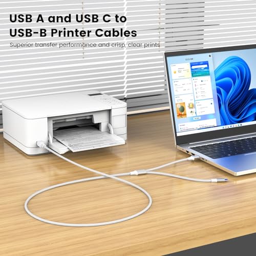 MOSWAG Kabel USB 2.0 MIDI kabel do drukarki z kablem USB C na MIDI męski na męski kabel USB C USB A na USB B kabel skanera kompatybilny z instrumentem muzycznym, fortepianem, klawiaturą MIDI,