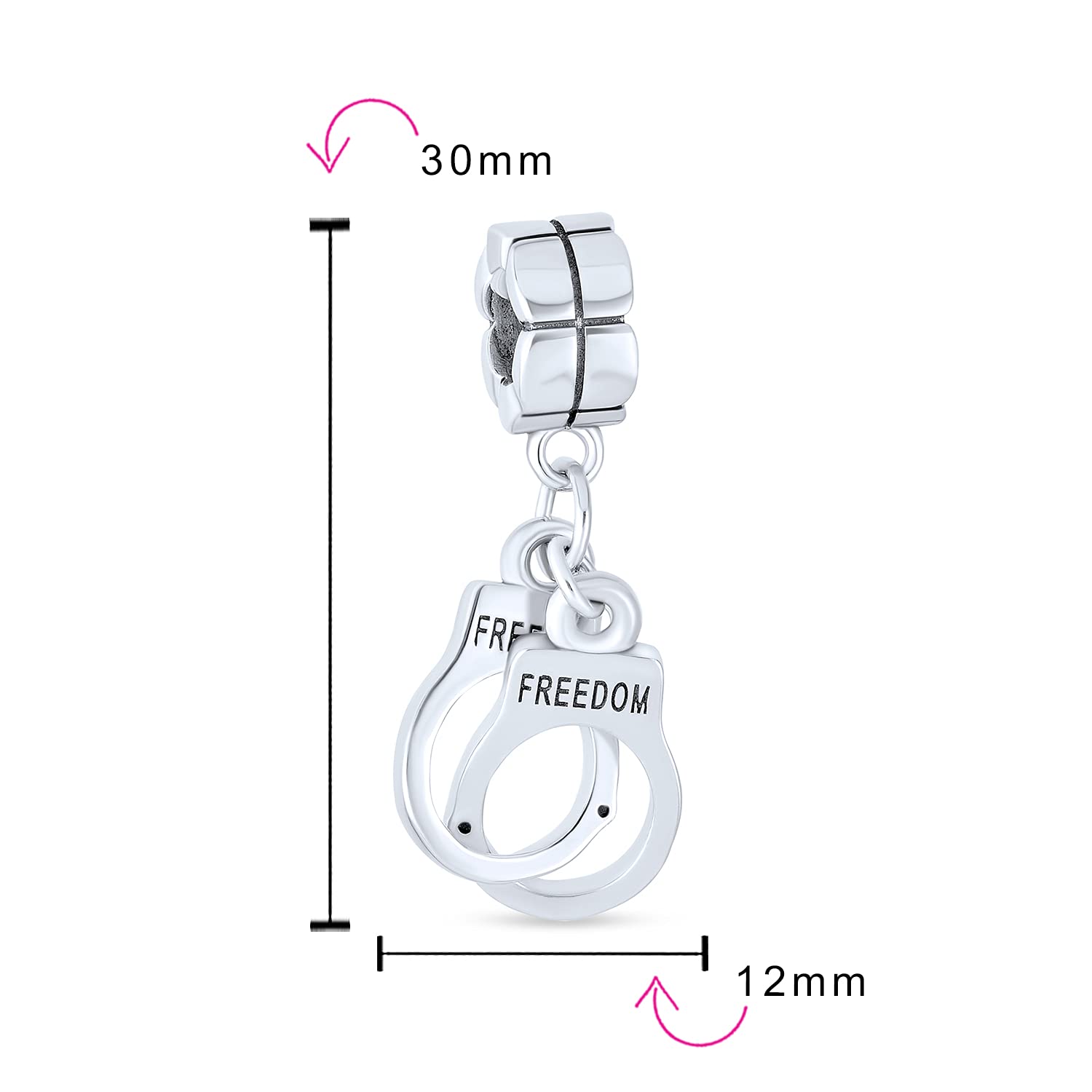 Bling Jewelry Partners In Crime Sombras De Gris Colgante Esposas Charm Bead Para Mujer Adolescente .925 Plata De Ley Se Adapta A Pulsera Europea