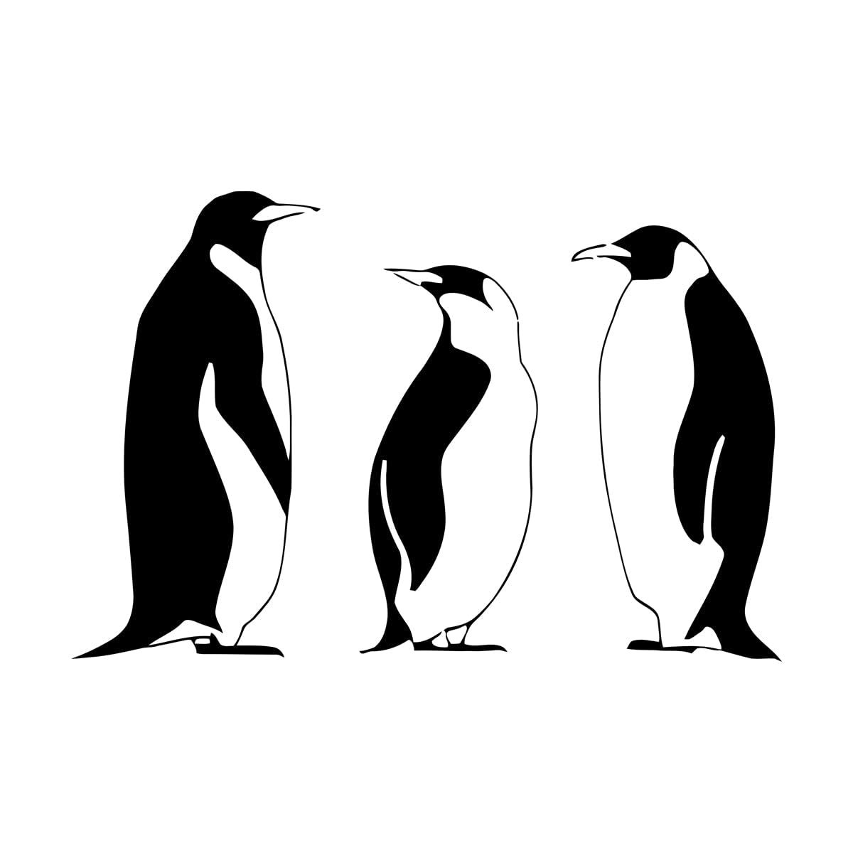 Lettering Decals and Penguin Winter Animal Great 32x49.5cm Removable Without Leaving Glue Small Black
