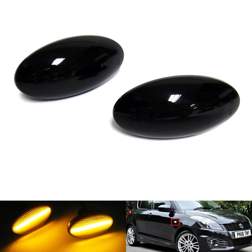 RZG 2x Seitenblinker schwarz LED Blinker für Alto Baleno Celerio Grand Vitara Ignis SX4 Swift Vitara Sedici Agila B II