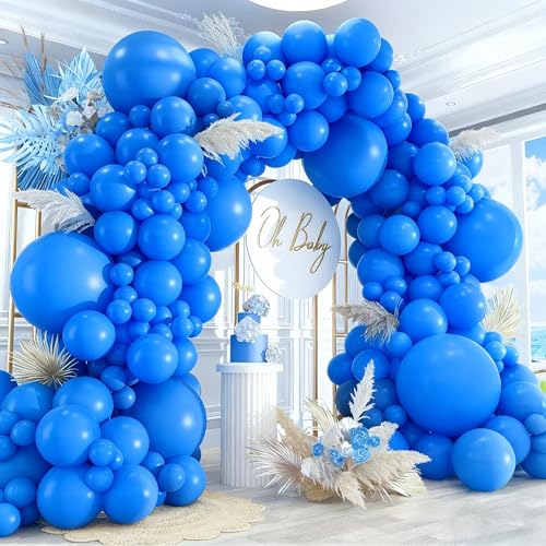 Image of 412pcs Royal Blue Balloons 18 12 10 5 Inch Blue Balloon Garland Arch Kit Different Sizes Matte Latex Balloons for Baby Shower Birthday Wedding Party Decorations