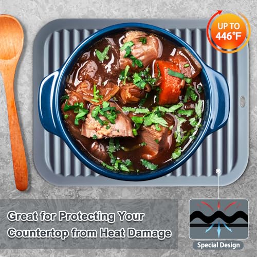 Image of Walfos Silicone Trivets for Hot Pots and Pans - Heat Resistant Hot Pads for Kitchen Counter- 4 Pcs Multi-Purpose & Versatile Trivet Mat - Long-Lasting & Flexible Silicone Hot Pad（Gray）